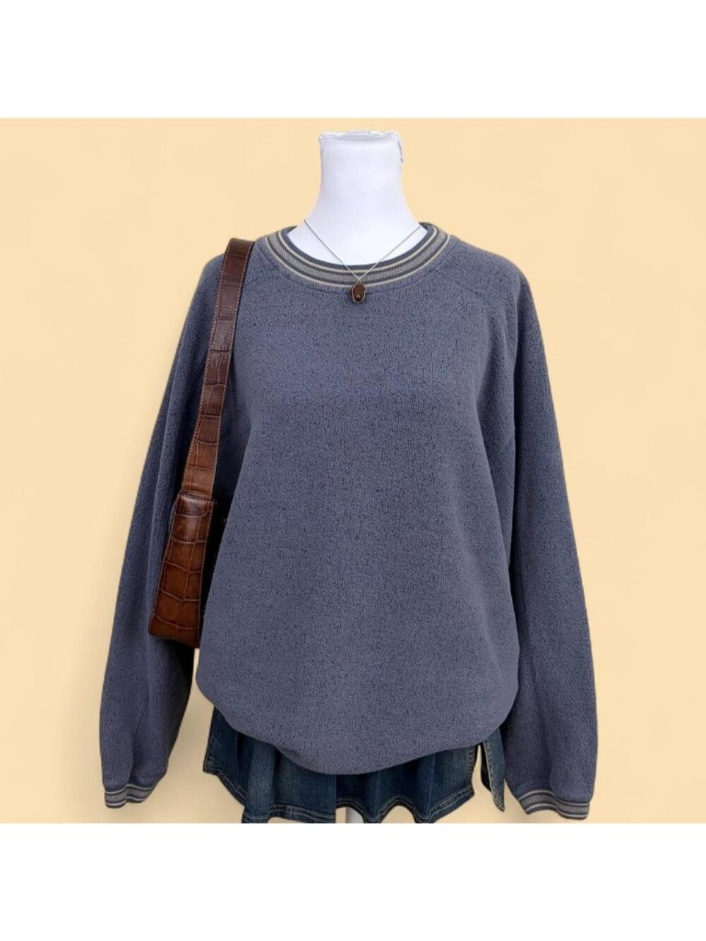 90s dusty blue preppy coastal capsule basic sweatshirt